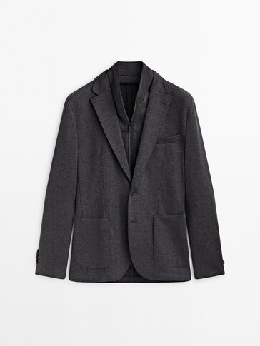 Cotton blend blazer with removable lining