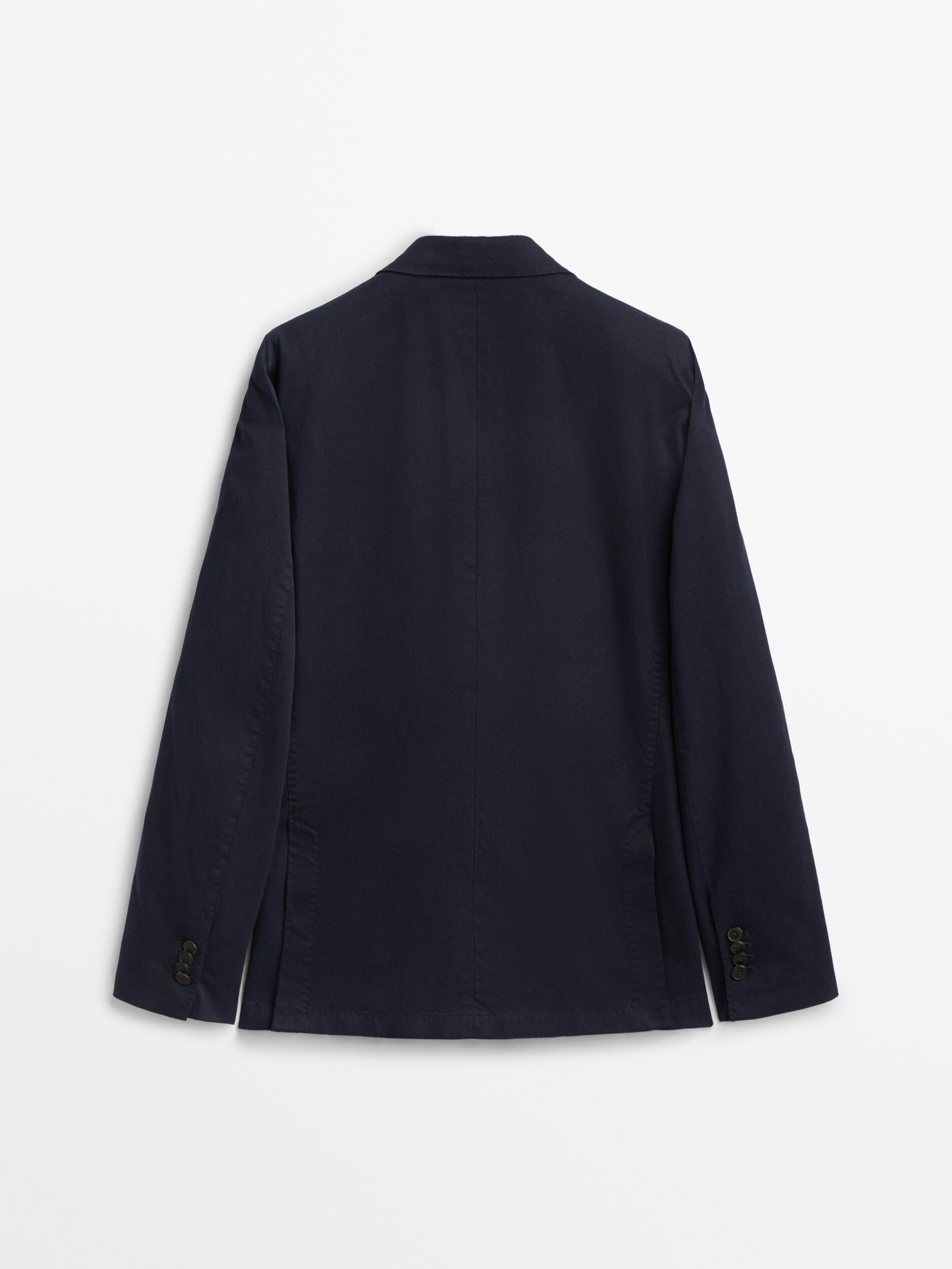 Dyed cotton blend blazer · Navy Blue · Dressy | Massimo Dutti