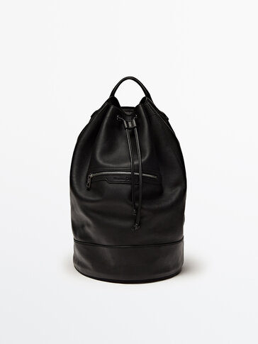 Black and cheap white leather backpack