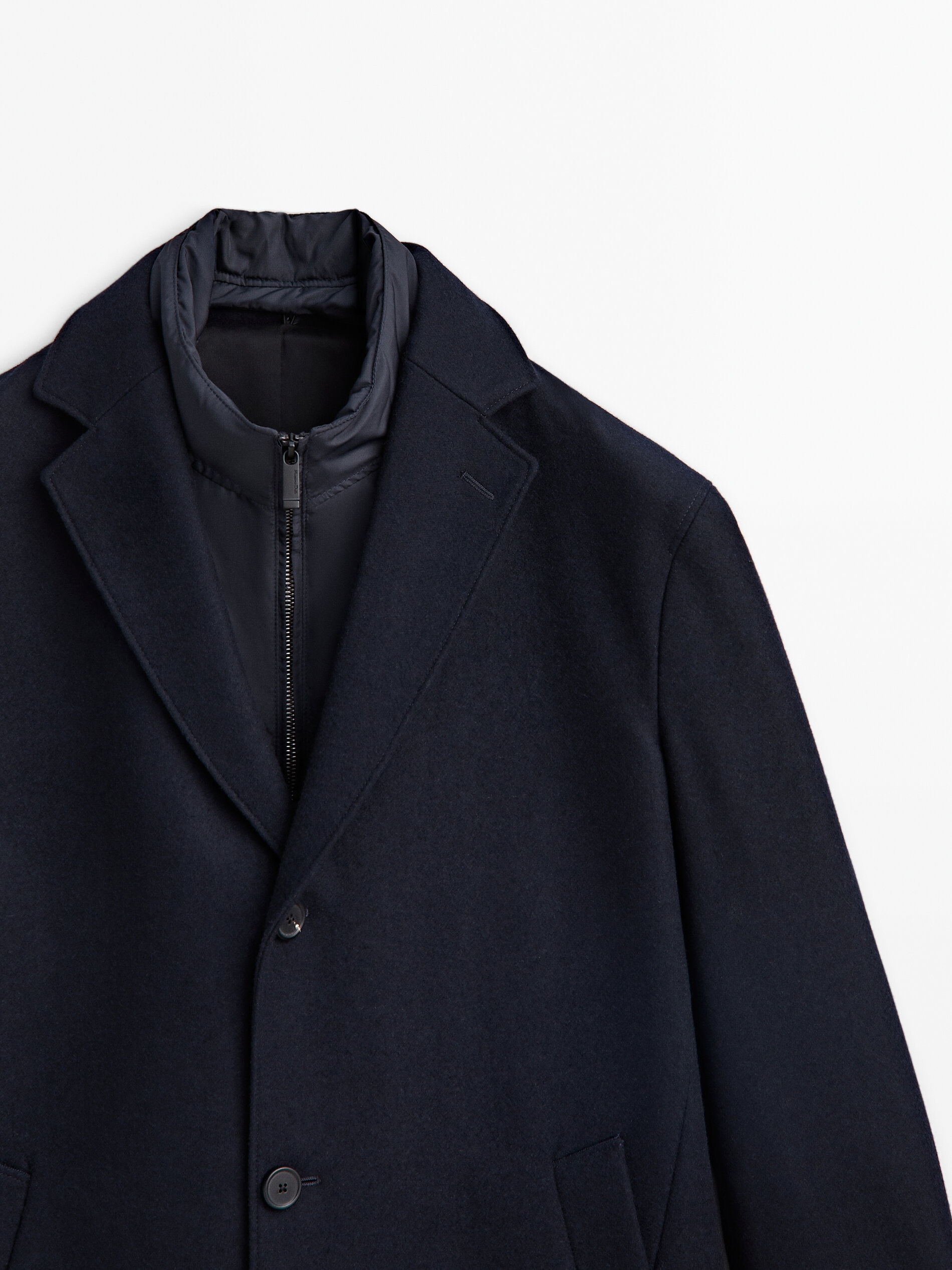 Wool blend coat with removable lining Massimo Dutti