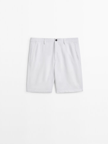 Linen and cotton blend Bermuda shorts