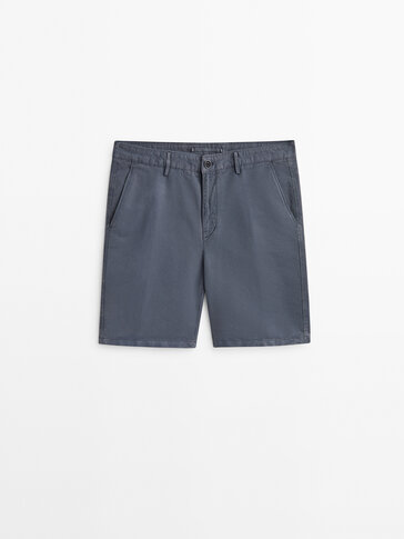 Linen and cotton blend Bermuda shorts