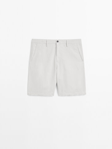 Linen and cotton blend Bermuda shorts