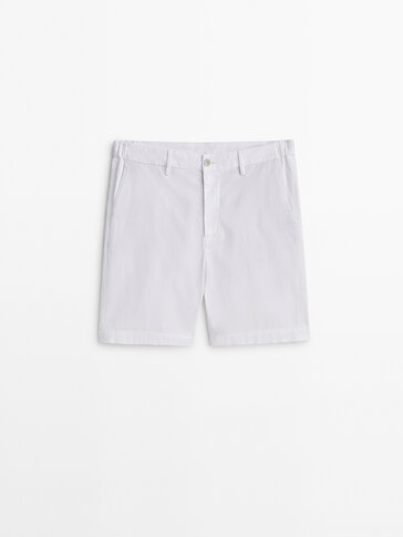 Cotton blend stretch Bermuda shorts