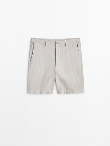 Cotton blend stretch Bermuda shorts