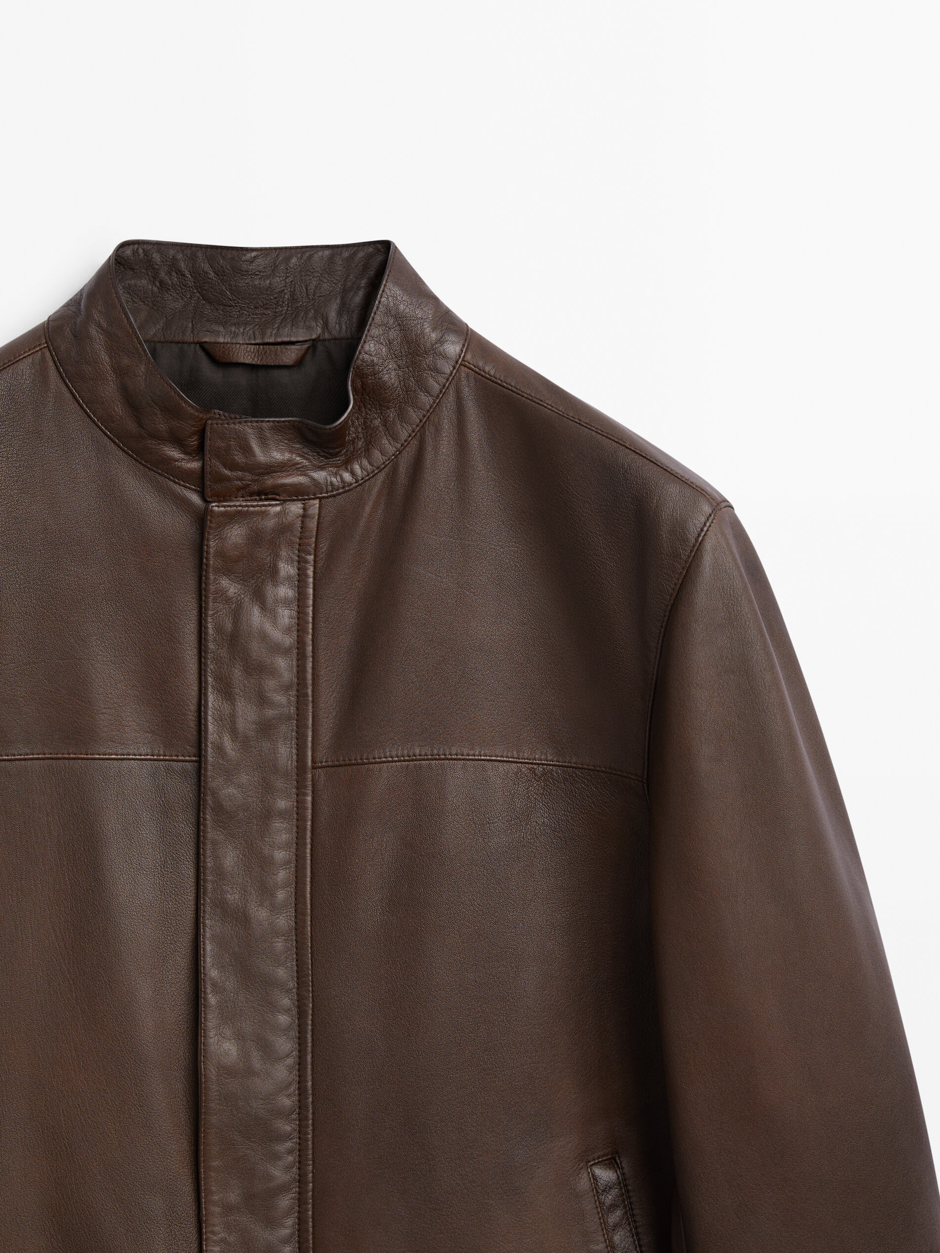 Brown nappa leather jacket Massimo Dutti United Arab Emirates