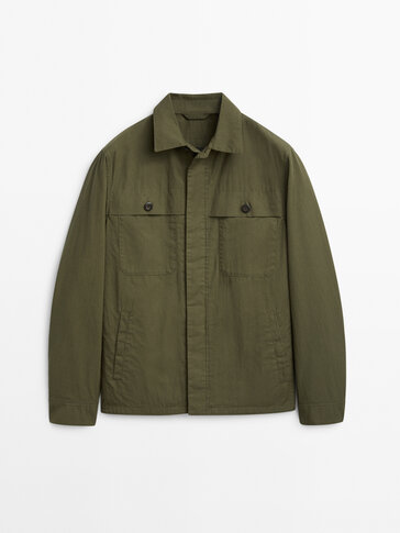 Куртка-рубашка из хлопка и нейлона с карманами - Massimo Dutti