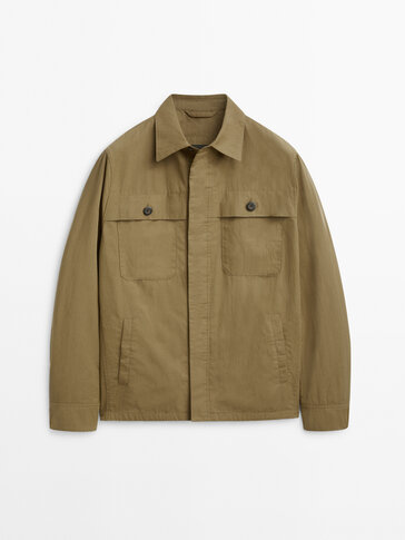 Cotton and nylon blend overshirt with pockets