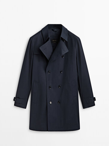 Water-repellent double-breasted trench jacket