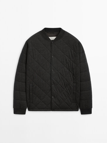 100% extra fine wool varsity bomber jacket