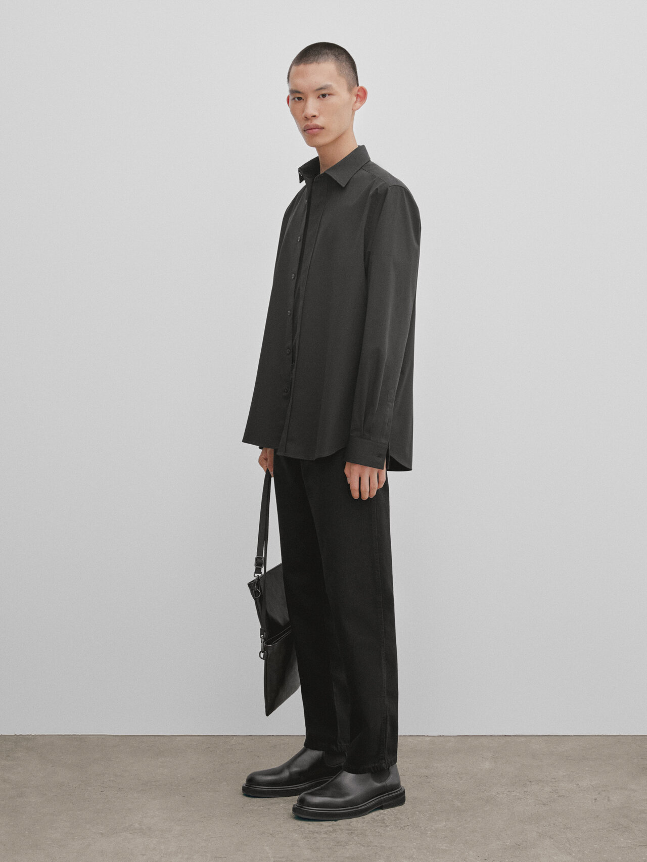 Massimo Dutti Baumwollhemd Im Relaxed-fit In Schwarz