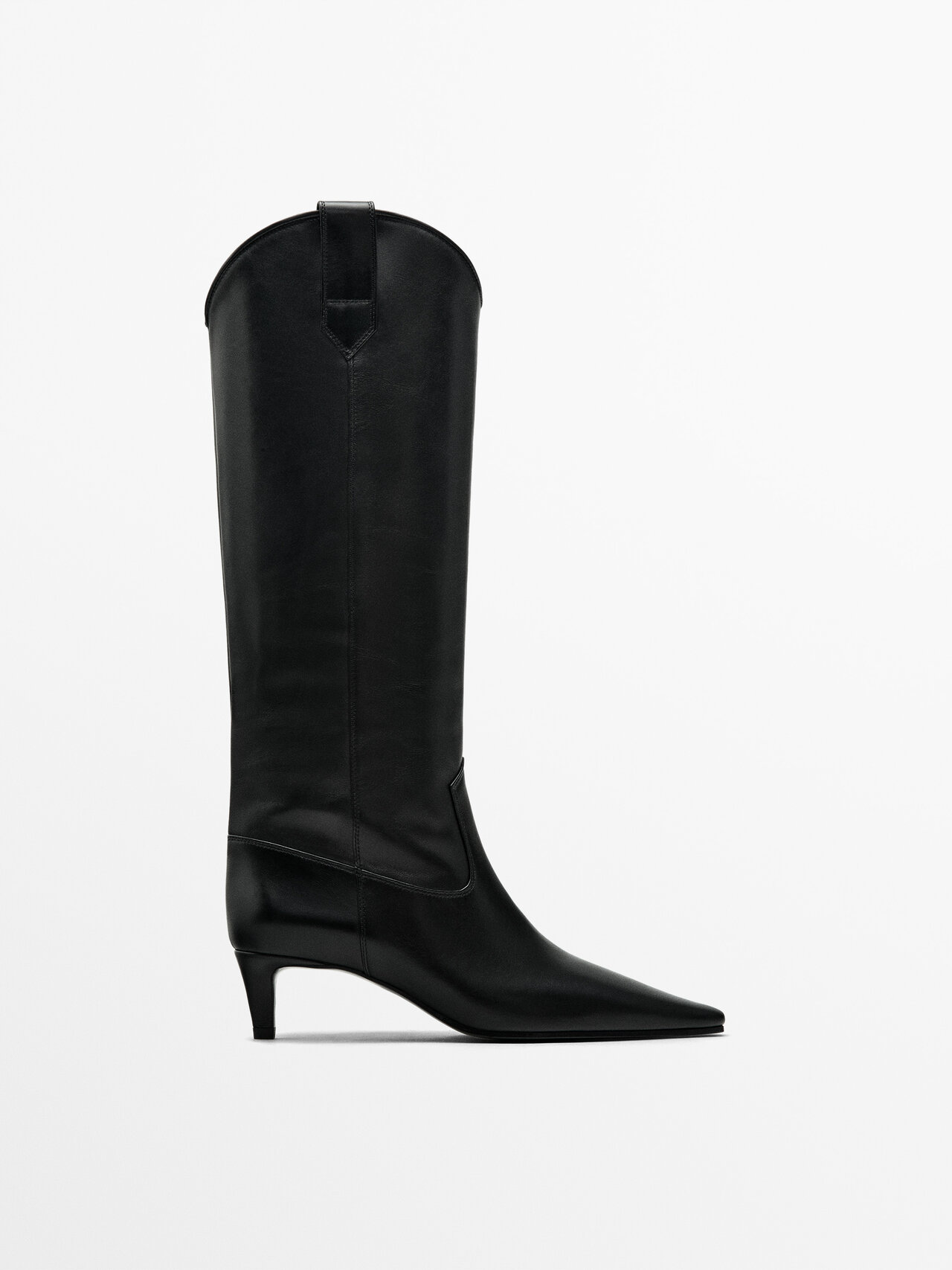 Massimo Dutti High heel Cowboy Boots In Black ModeSens