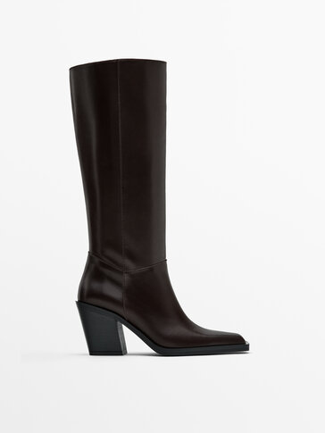 Womens knee high top leather boots