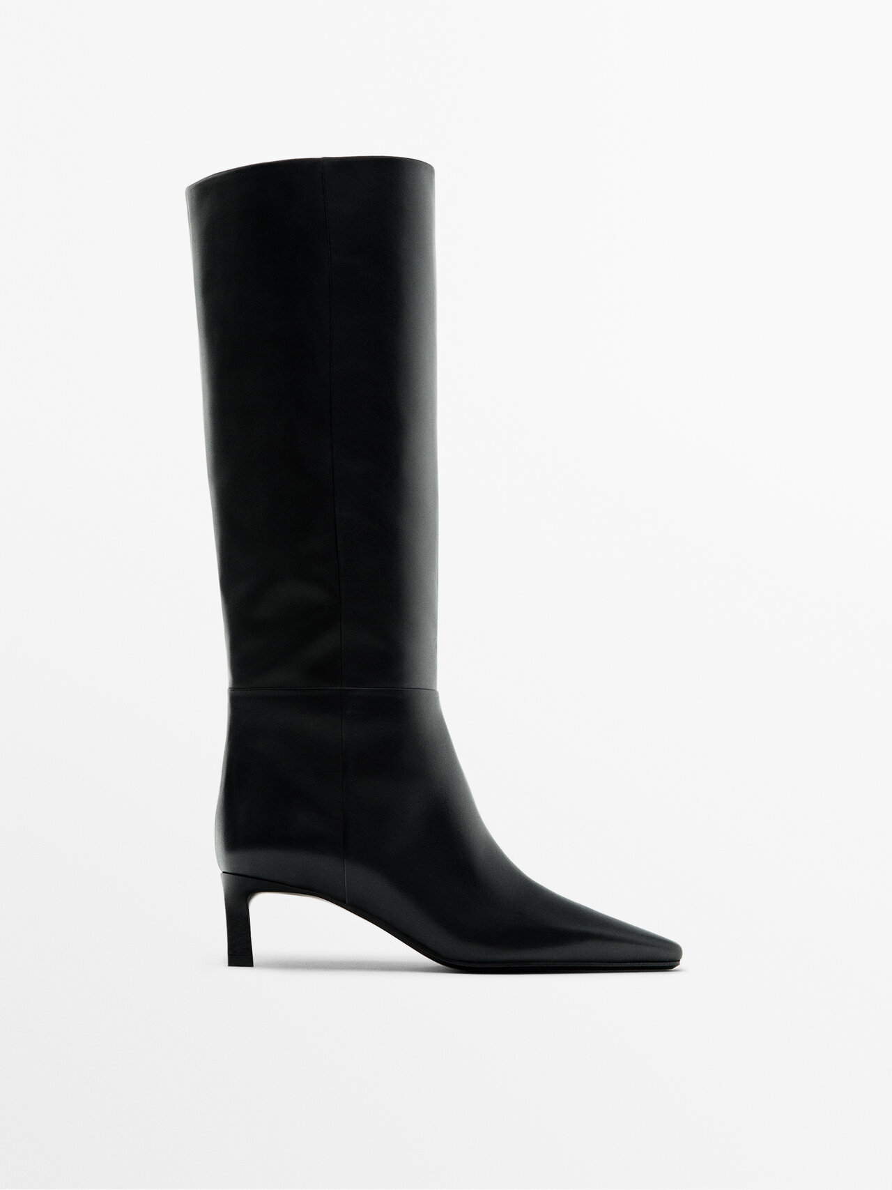 Massimo Dutti Low-heel Boots In Black