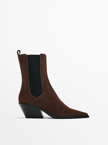 Brown suede pointed toe hotsell boots