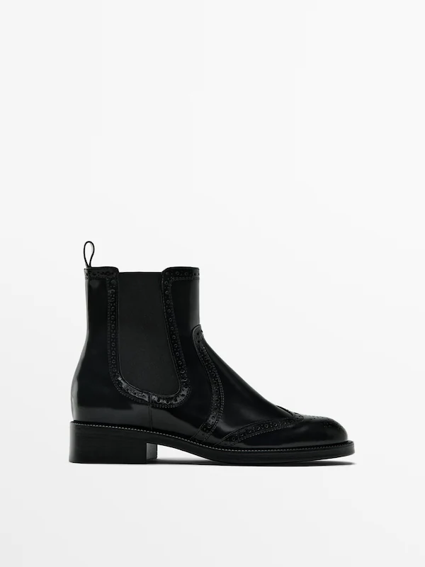 Flat Chelsea boots with broguing · Black · Boots And Ankle Boots ...