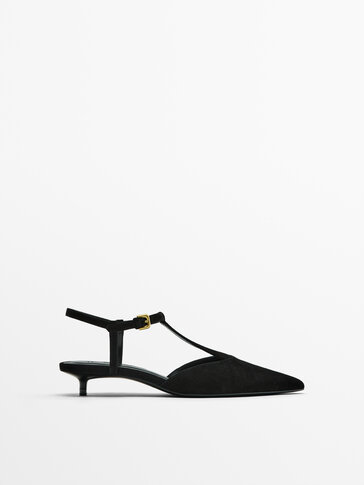 Suede slingback high-heel shoes · Black · Heel Shoes | Massimo Dutti