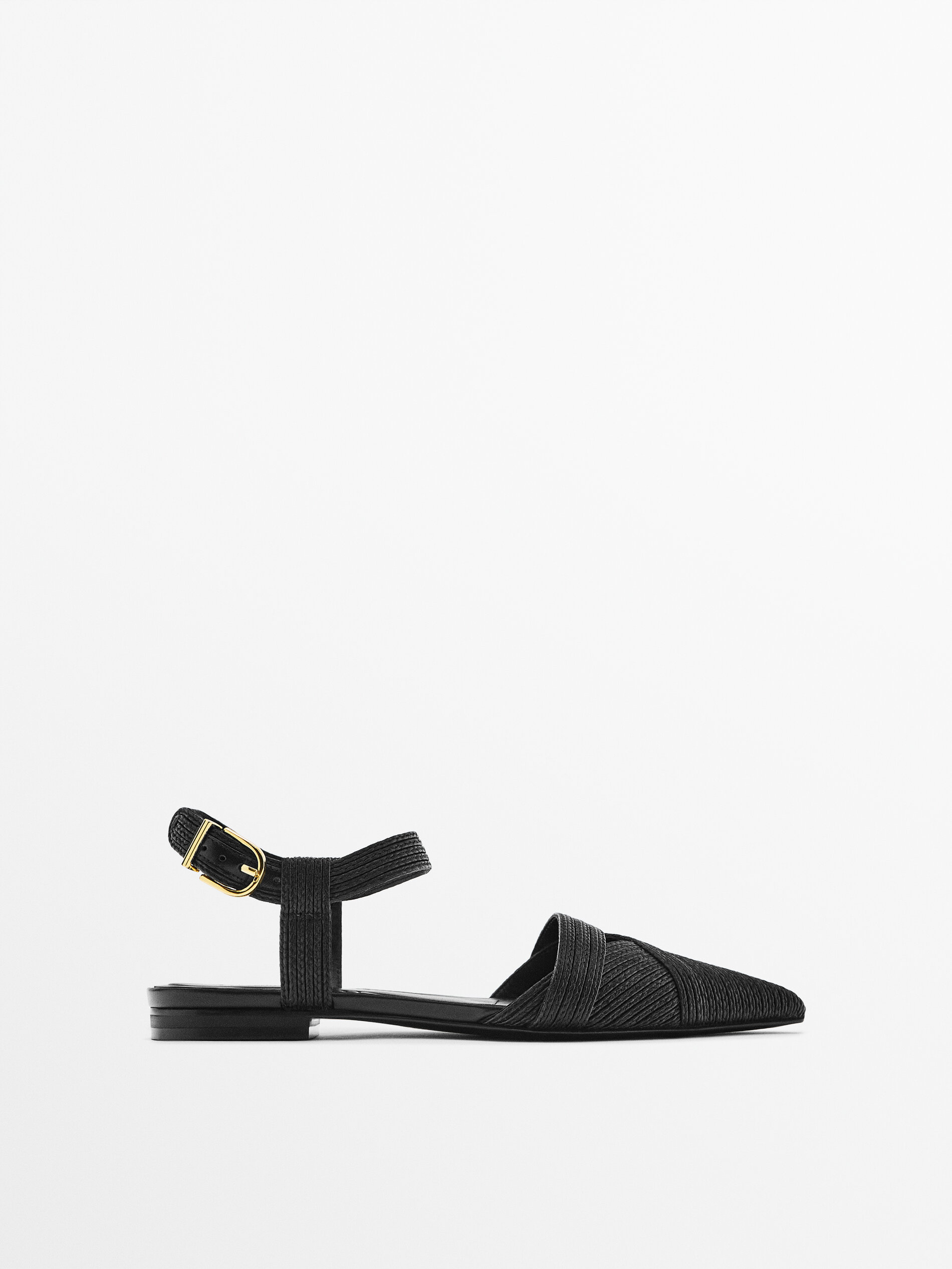 FABRIC FLAT SLINGBACK SHOES Black Flat Shoes Massimo Dutti