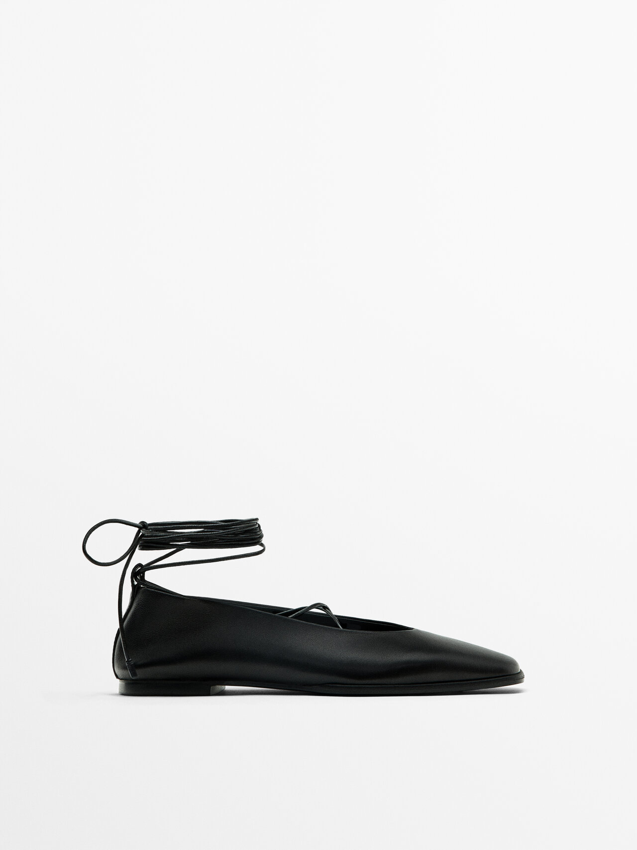 Massimo Dutti Tied Square Ballet Flats