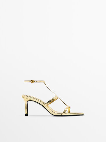 Metallic strappy sandals store