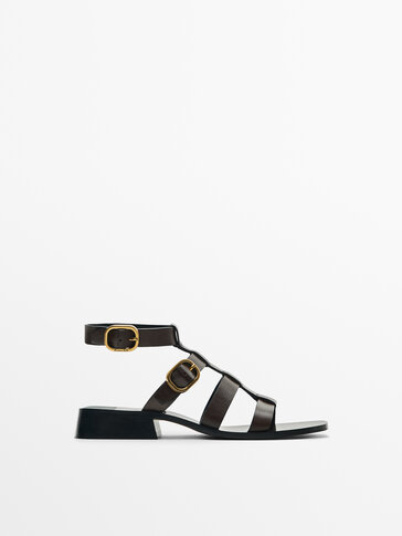 Leather heeled sandals