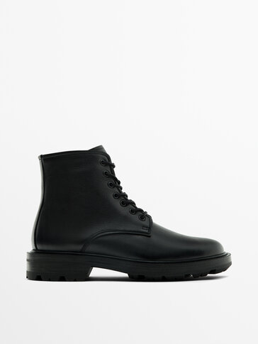 Bota piel negra Negro Zapatos Massimo Dutti