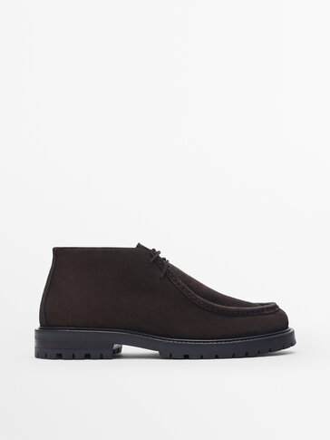 Waxed leather ankle boots