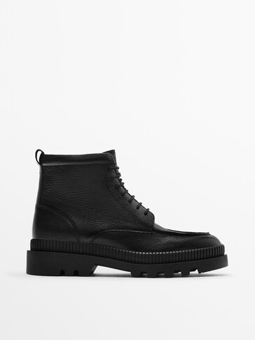 Leather floater track boots