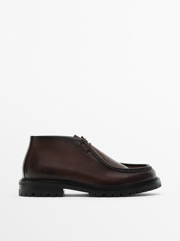 Brushed leather ankle boots