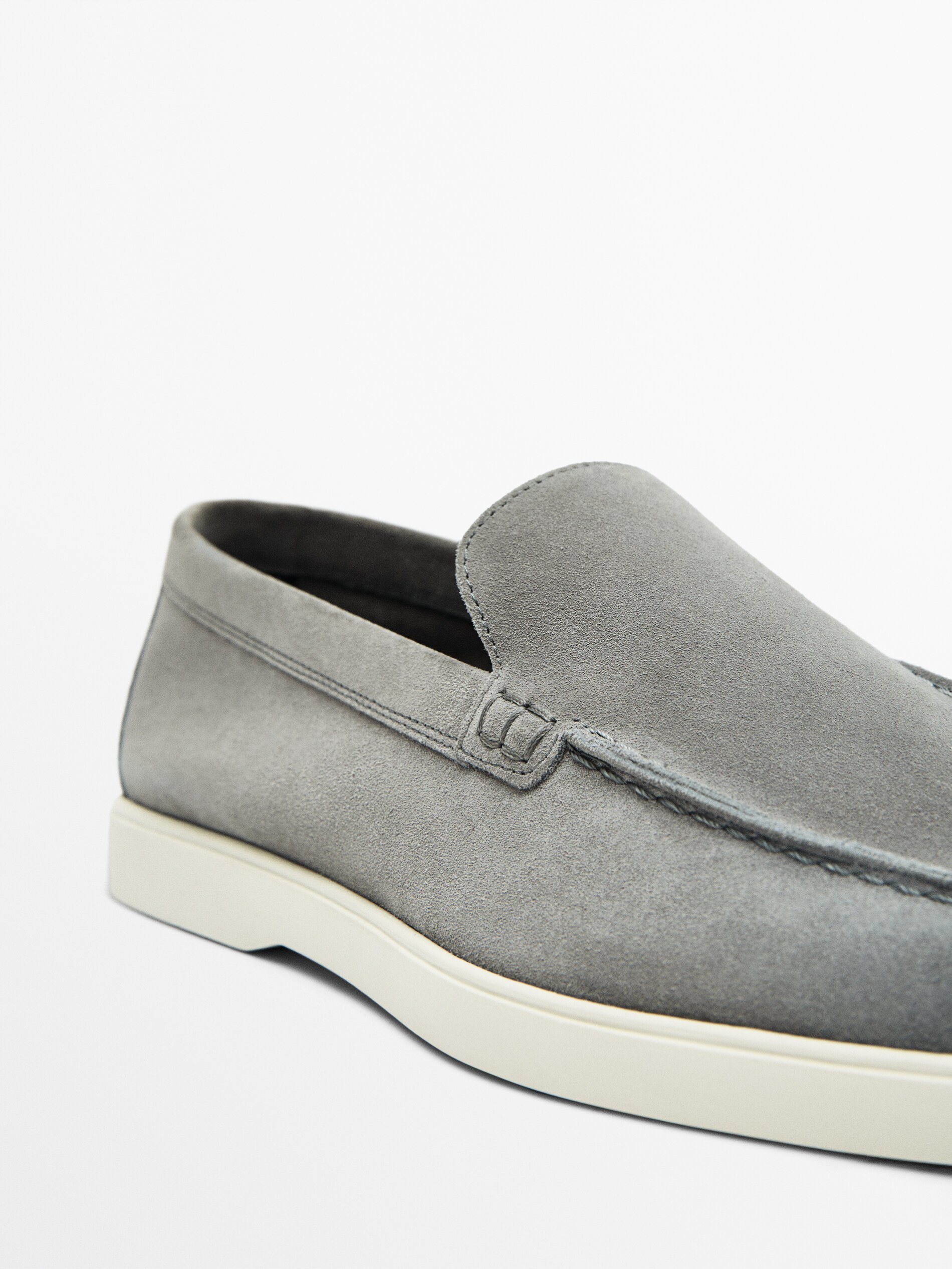 Split suede leather loafers Massimo Dutti