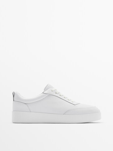 Nappa leather trainers Studio White Shoes Massimo Dutti