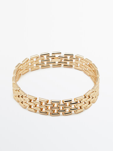 Gold-toned chain link choker necklace