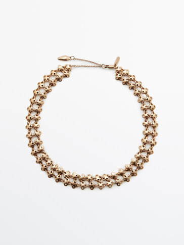 Gold-plated pieces choker necklace