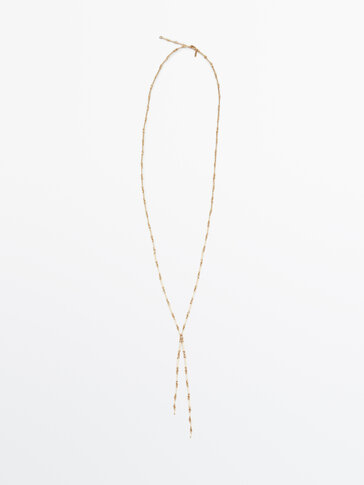 Extra long thin chain necklace with bars
