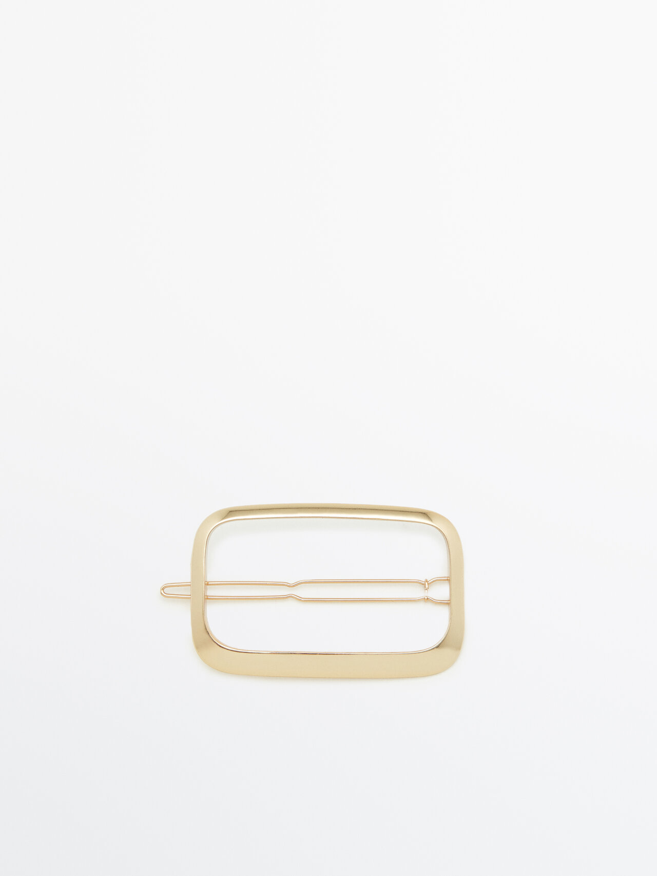Massimo Dutti Gold-plated Square Hairslide In White