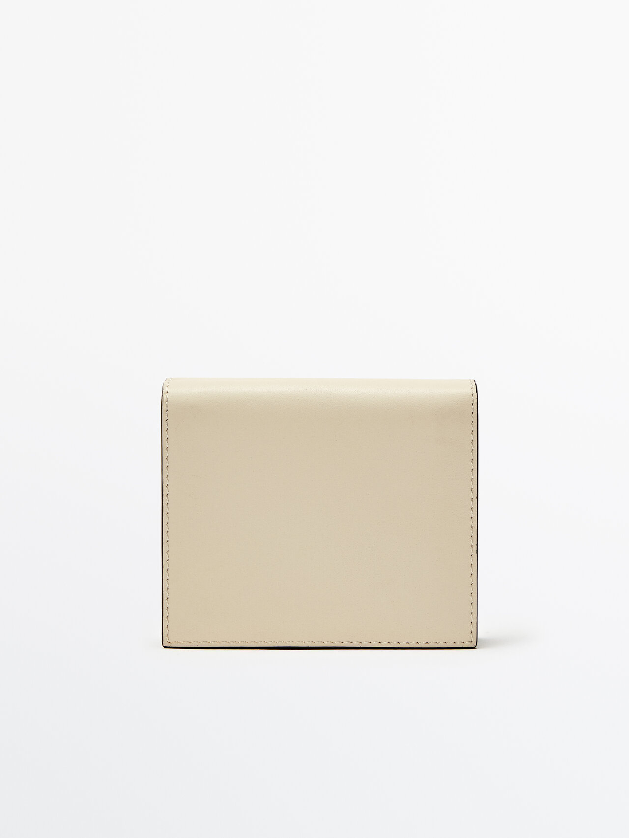 Massimo Dutti Nappa Leather Wallet In Neutrals
