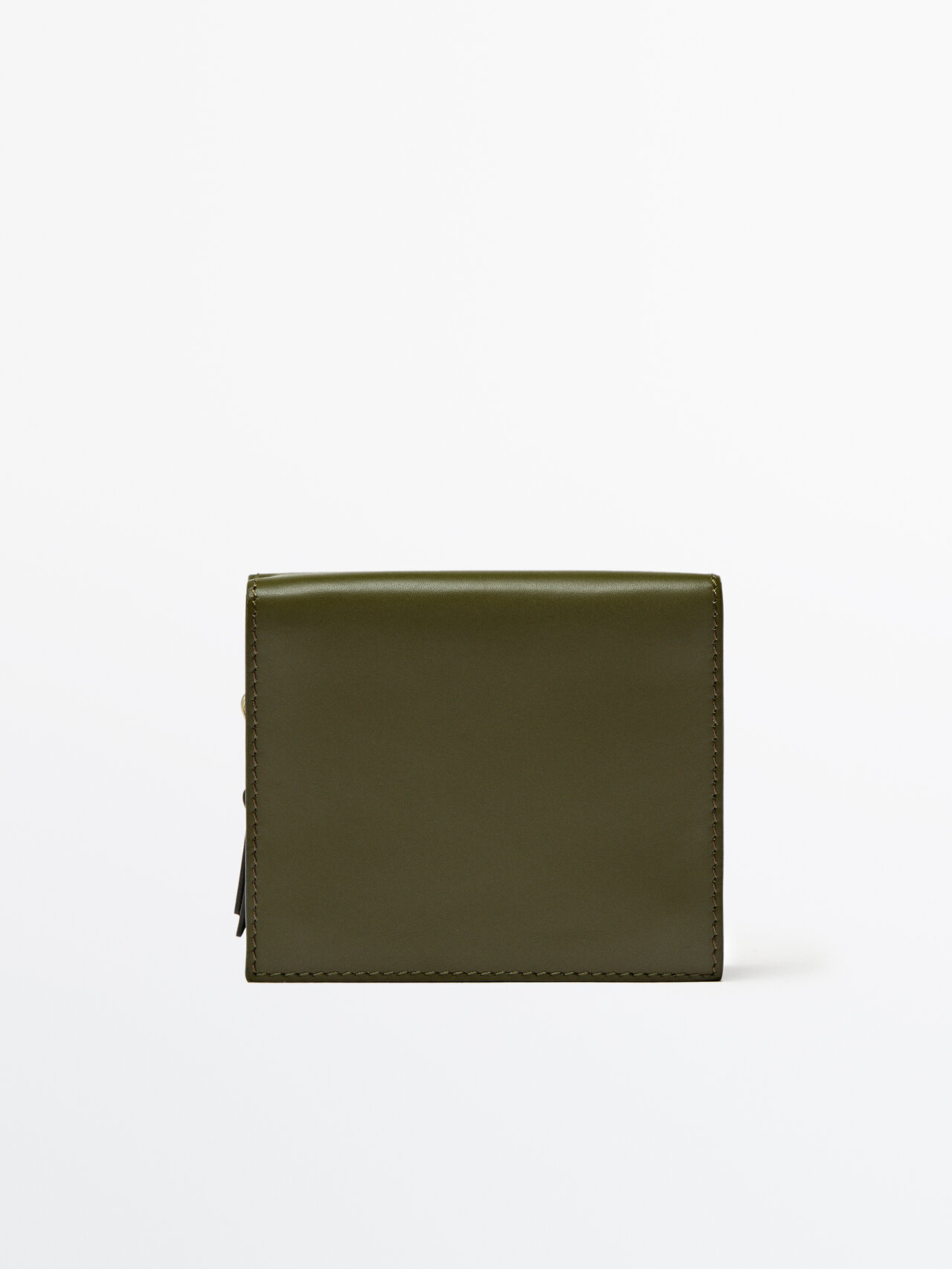 Massimo Dutti Nappa Leather Wallet In Green