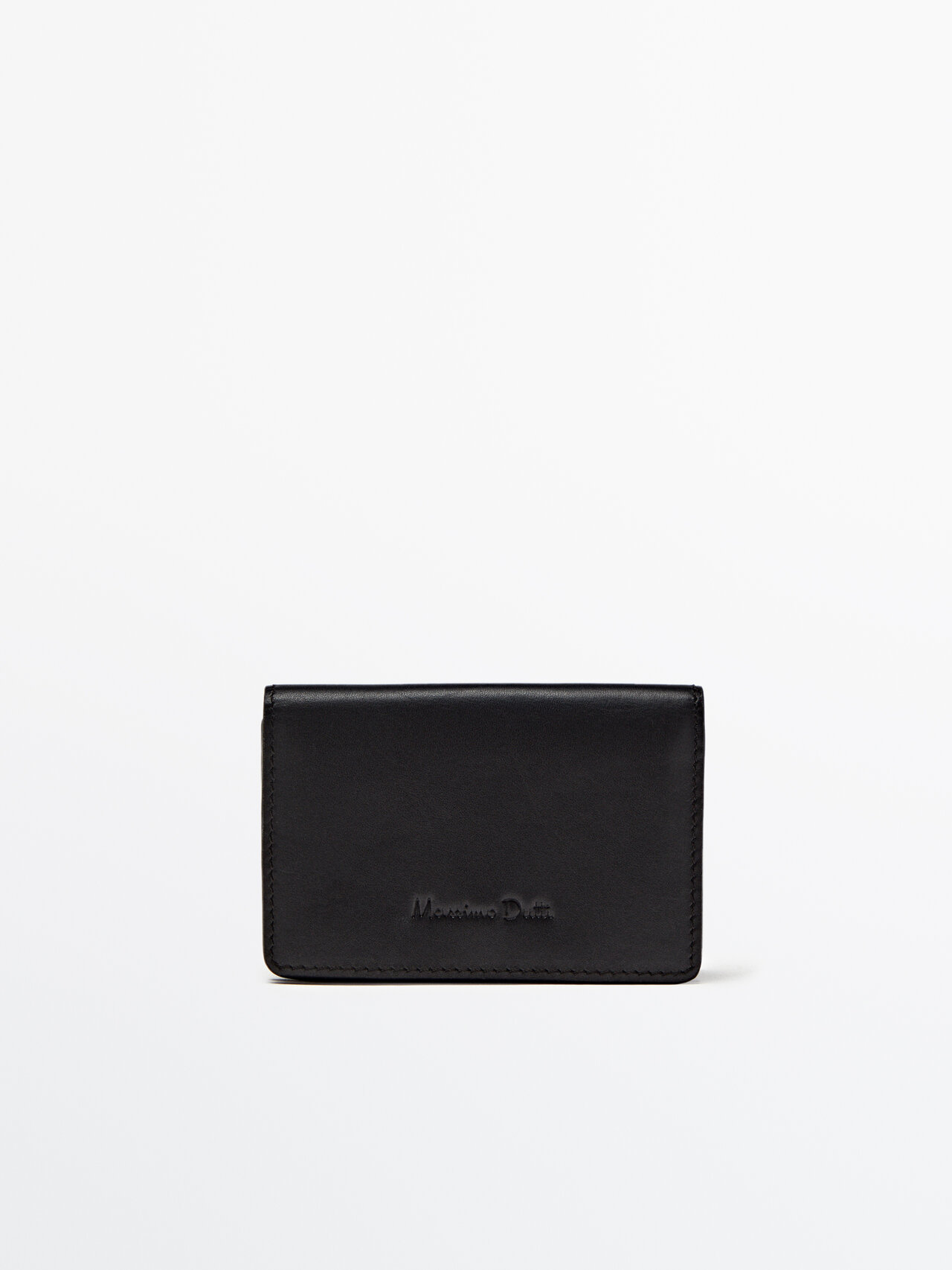 Massimo Dutti Nappa Leather Wallet In Black