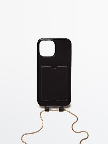 Handyhülle aus Leder für iPhone 13 Pro Max mit Kette