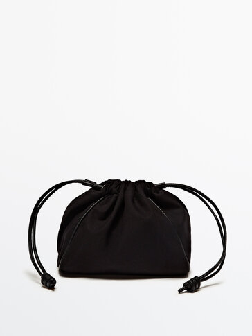 Pouch bag with leather details