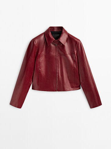 Leather jacket with a patent finish