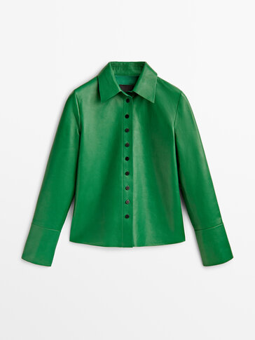 Green nappa leather shirt