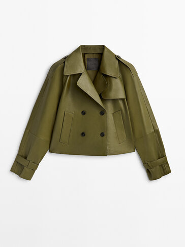 Trench cropped in pelle nappa