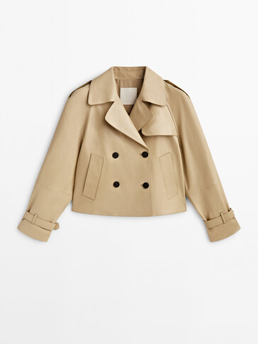 Trench cropped in pelle nappa