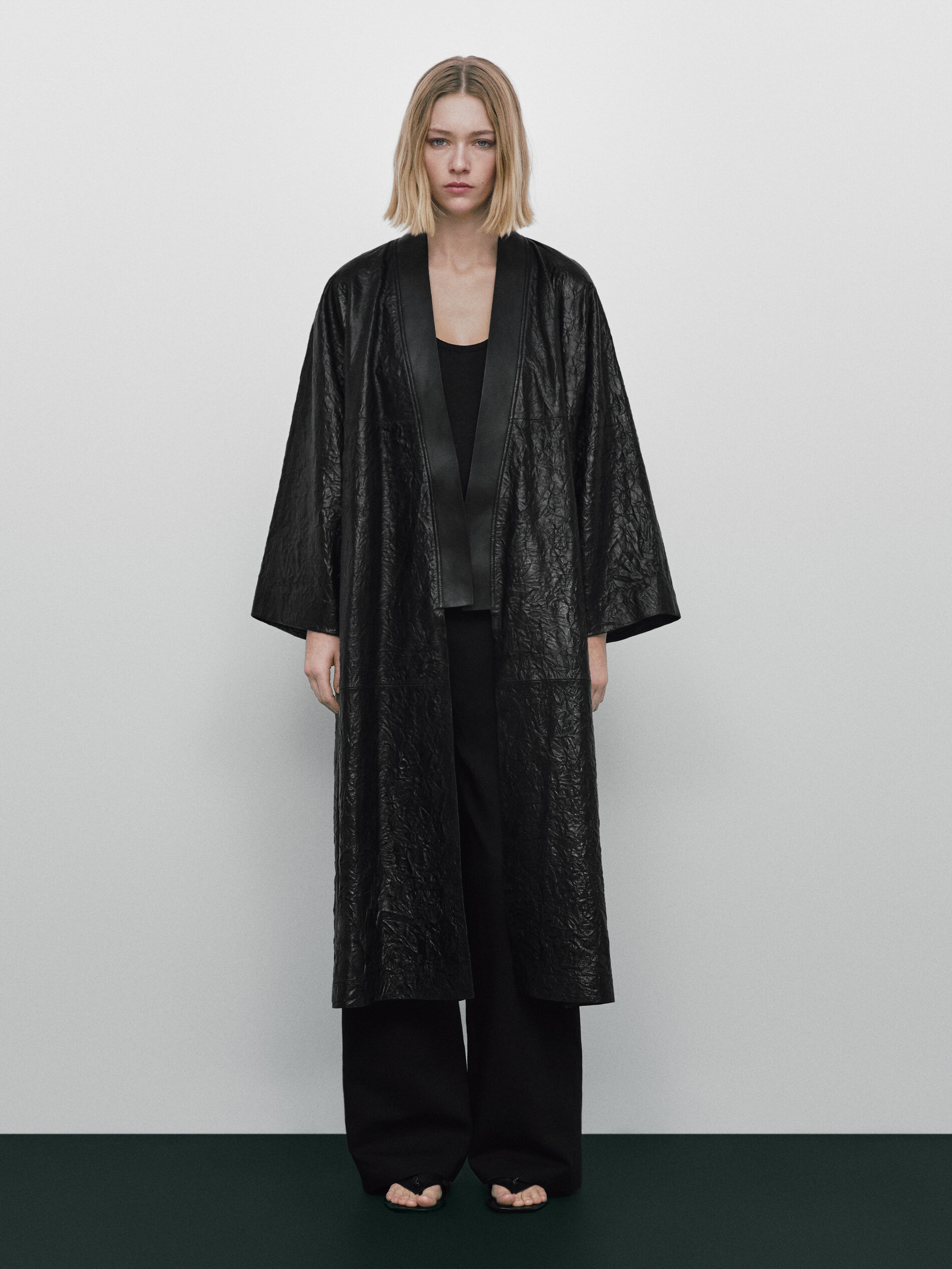 Massimo Dutti Crackled Nappa Leather Kimono- Limited Edition - Big ...