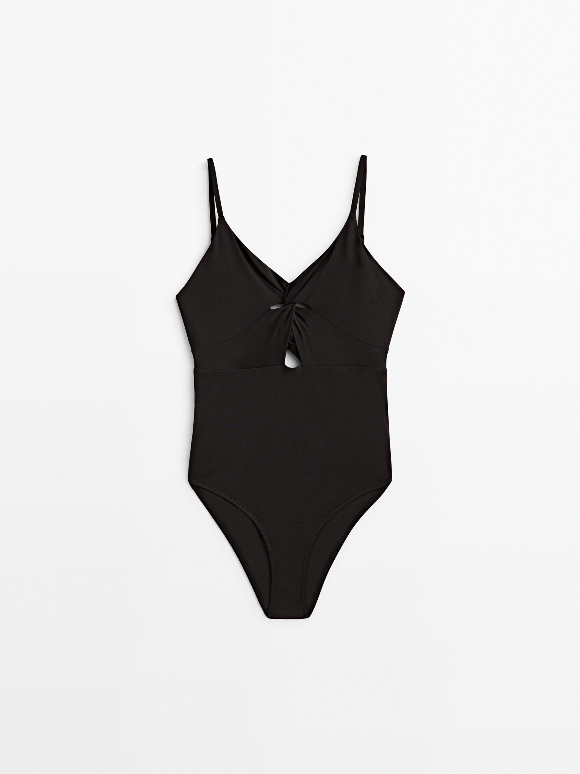 Massimo Dutti Plain Swimsuit With Crossover Neckline - Big Apple Buddy