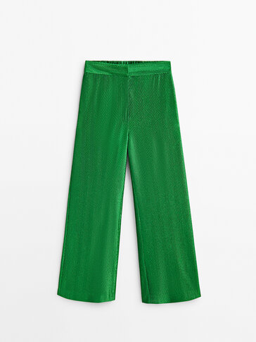 Pleated satin trousers