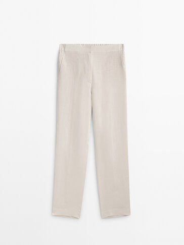 Straight fit 100% linen trousers