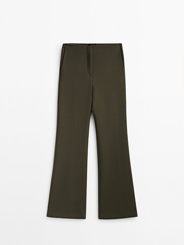 Flared suit trousers with split hems