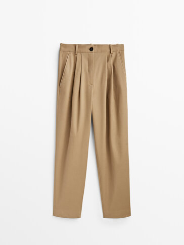 Cotton blend darted trousers
